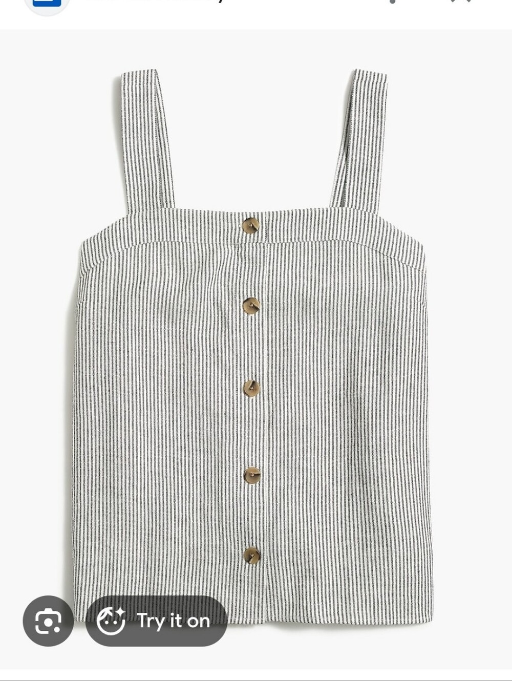 J. Crew Linen Striped Button-Front Tank Top Size Medium